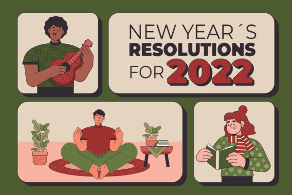 2022新年现代卡通人物插画海报日历挂历排版详情设计