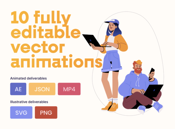 商业人物动画插画包Business Characters Animated Illustartion Pack-第1538期-
