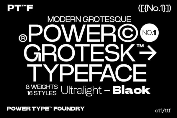 16款现代极简格罗特斯克风格无衬线英文排版字体合集Power Grotesk-第2004期-