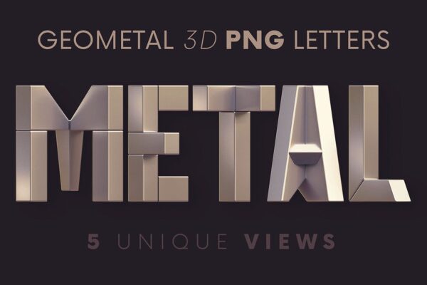 未来锐利几何金属3D立体英文字母数字PNG免扣图片素材 Geometal – 3D Lettering