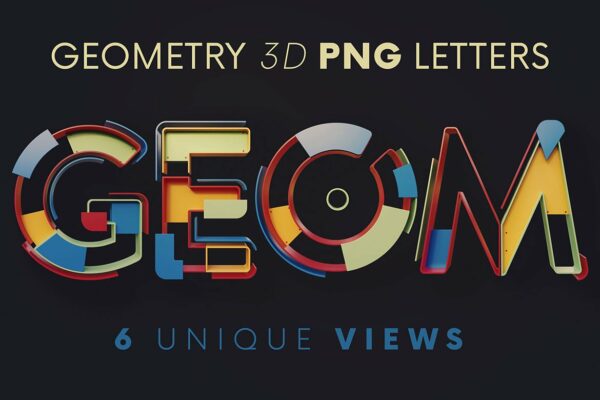 逼真未来派3D渲染字母数字PNG透明背景图片设计素材 Geometry – 3D Lettering-第968期-