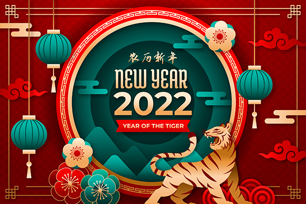 10款国潮2022农历新年撞色虎年红包福袋金币海报排版设计-第2061期-