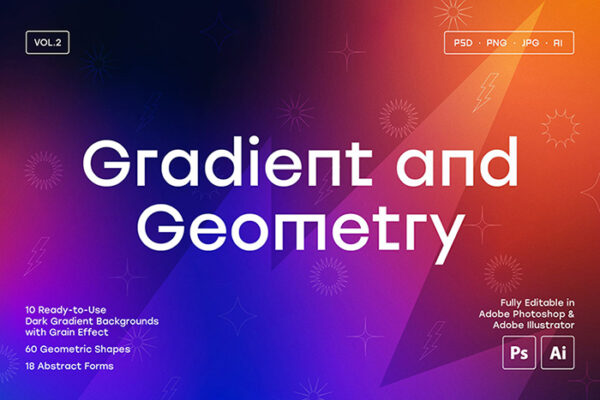 炫彩潮流复古渐变弥散光酸性模糊抽象几何图形背景底纹设计素材 Gradient and Geometry Backgrounds Vol.2-第2017期-