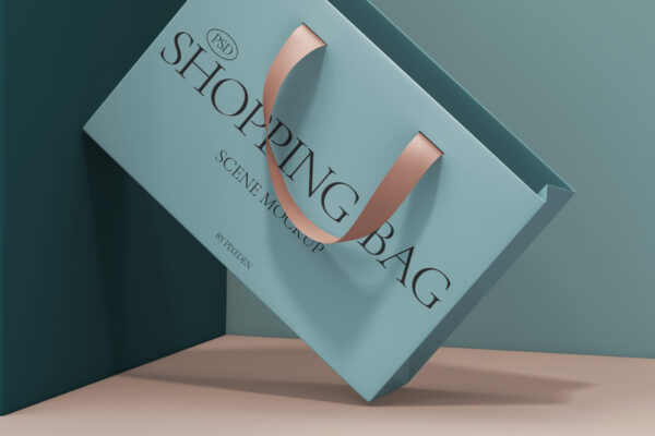 高品质时尚品牌购物袋手提纸袋贴图样机PSD模板 Fashion Psd Shopping Bag Mockup-第2148期-