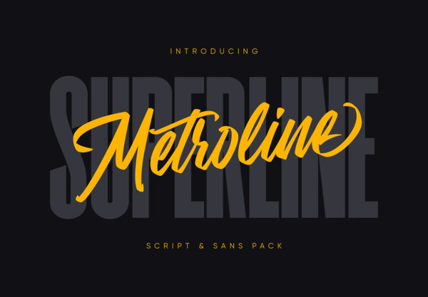 时尚简约海报标题徽标Logo设计英文字体素材 Metroline Script & Sans Pack