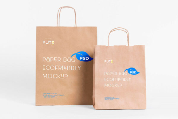 纸袋环保购物袋样机模板 Paper Bag PSD Mockup-第2148期-