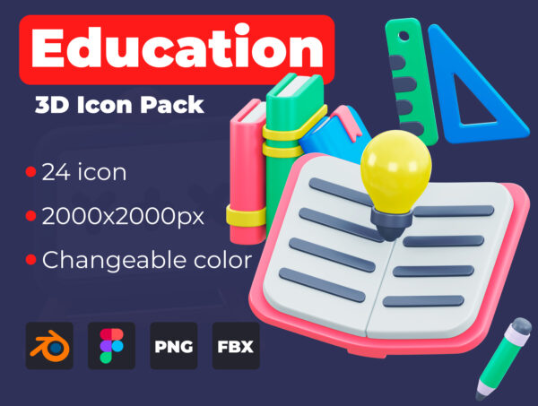 24款3D教育图标设计Education 3D icon pack-第2170期-