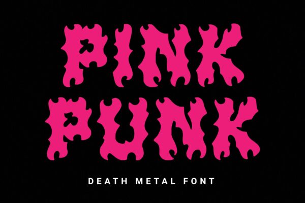 时尚恐怖海报商品徽标logo设计装饰性英文字体 Pink Punk – Death Metal Font