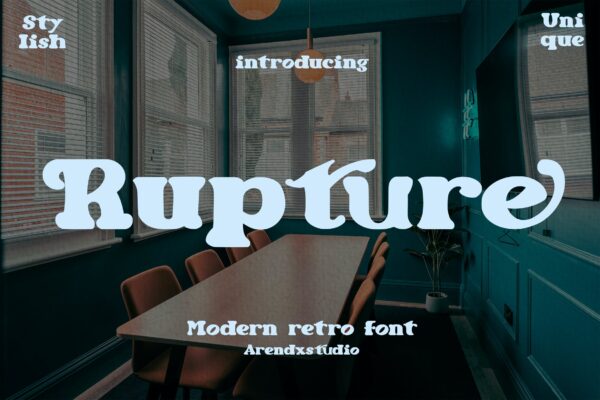 现代复古杂志海报徽标logo设计手写英文字体 Rupture – Modern Retro Font