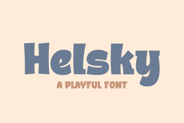 可爱卡通海报标识徽标logo设计无衬线英文字体 Helsky a Playful Font