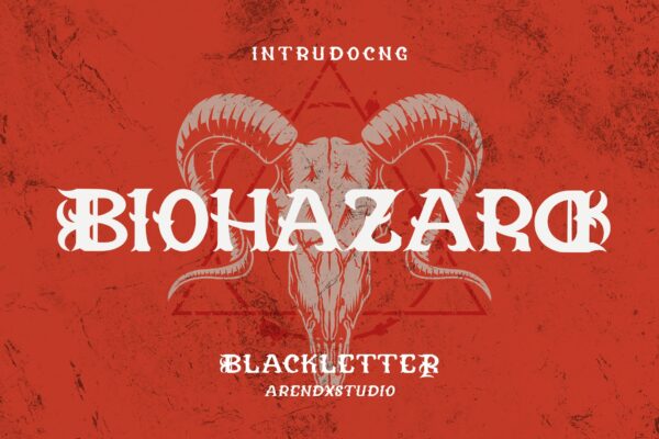 现代独特海报标识徽章设计手写英文字体Biohazard – Blackletter Font