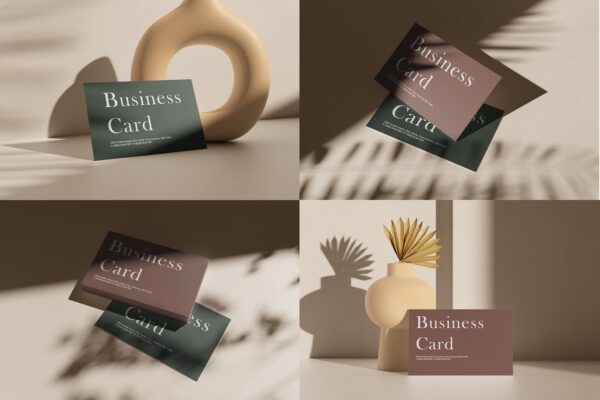 大气光影简约商务名片卡片设计贴图样机模板素材 Business Card Mockup-第2125期-