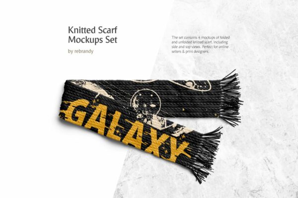针织围巾印花设计展示样机 Knitted Scarf Mockups Set-第1047期-