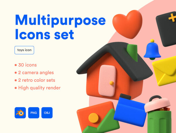 30款多用途3D图标设计Multipurpose Icon Set-第2170期-
