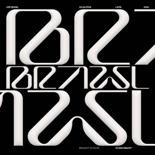 未来科幻赛博机能地下小众先锋电音专辑标题Logo设计PSAI英文字体Studio Innate-BRAWL Typeface-第2207期-