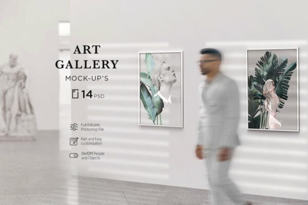 14款美术馆摄影艺术展览展厅画展海报作品ps场景展示样机套件-第2181期-
