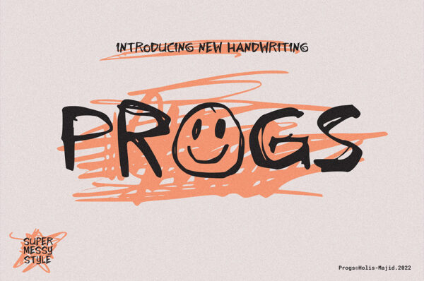 创意趣味潮流手写草书品牌logo海报标杂志标题包装英文字体Progs-第2231期-