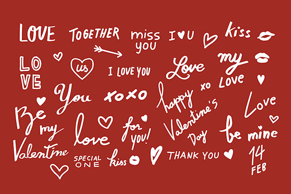 情人节手绘涂鸦标题矢量元素EPS源文件illustrations-valentine