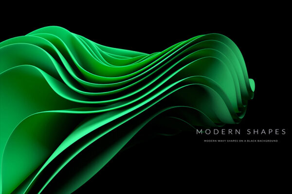 20款高质量极简主义现代抽象波浪形状背景素材 Modern Wavy Shapes On A Black-第2218期-