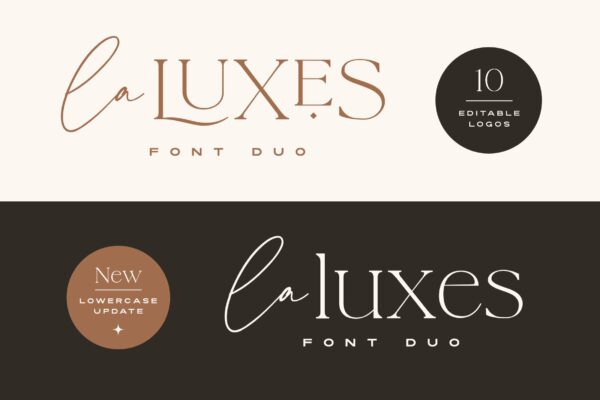 优雅轻奢品牌海报画册Logo标题手写衬线英文字体组合Sam Parrett – La Luxes Font Duo-第2306期-