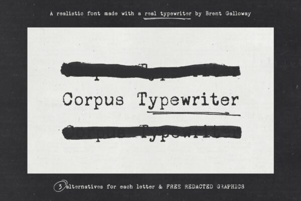 复古做旧喷墨手写打字机效果品牌Logo标题衬线英文字体素材Brent_Galloway_-_Corpus_Typewriter_Font-第2330期-