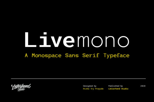 现代极简机打票据编程等宽无衬线英文排版字体素材Livemono Family-第2379期-