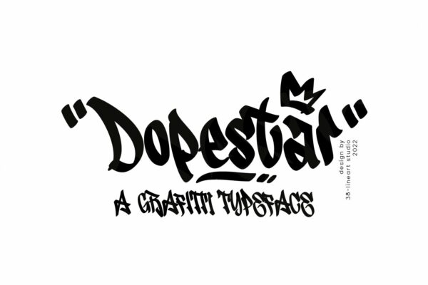 复古涂鸦手写品牌社交媒体海报排版LOGO徽标设计英文字体Dopestar-第2412期-