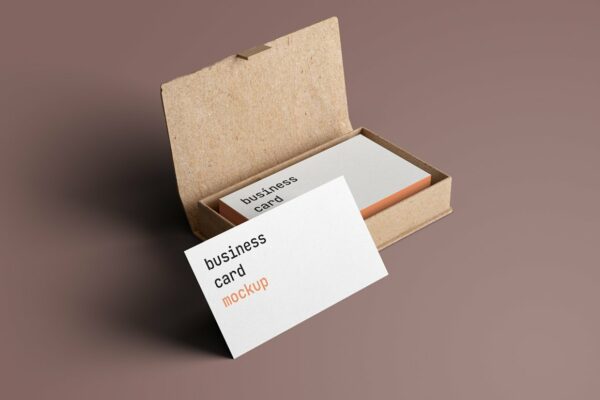 4款文创vi带有盒子的名片卡片样机Business Card with Box Mockups