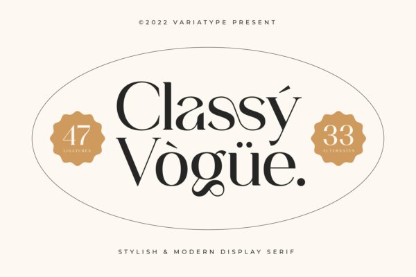 复古优雅经典海报品牌社交媒体海报排版LOGO徽标设计英文字体Classy Vogue Serif Font-第2412期-