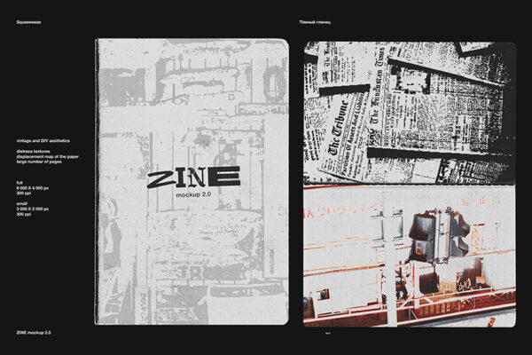 复古做旧粗糙书籍杂志画册设计Ps智能贴图样机模板素材 Squeeeeeze – ZINE Mockup 2.0-第2287期-