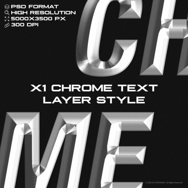 镀铬金属质感立体字特效文字样式PSD模板素材 X1 Chrome Text Layer Style-第2286期-