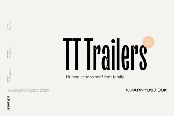 趣味电影海报杂志画册标题排版无衬线英文字体家族 TT Trailers Font Family-第2314期-