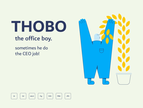高质量极简主义抽象创意勤劳上班族企业家主题插画素材 Thobo – the office boy-第2308期-