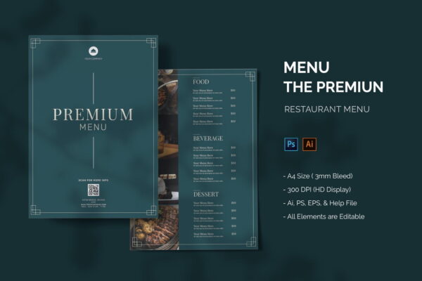 高级餐厅咖啡厅菜单设计模板premium-menu-restaurant-menu