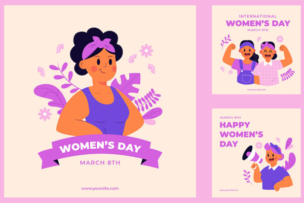 10套国际妇女节女性趣味卡通插画海报详情排版设计源文件-第2285期-