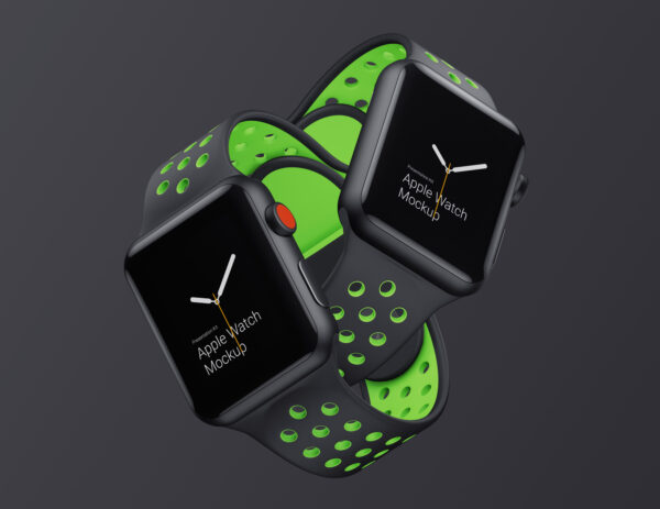 高级Apple Watch 4智能手表屏幕演示样机模板 Apple Watch 3 Mockups