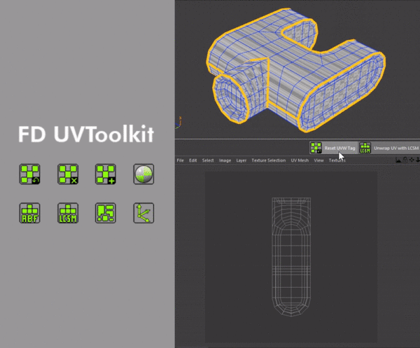 快速自动展UV贴图插件 FD UVToolkit 1.0 For Cinema 4D