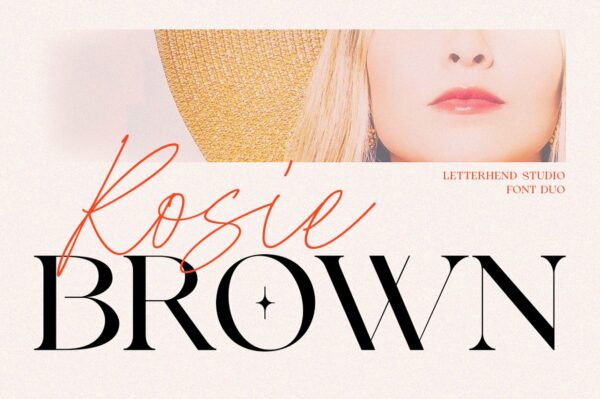 现代品牌包装广告设计优雅婚礼请柬手写衬线英文字体 Rosie Brown