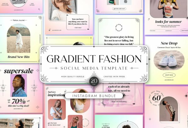 时尚渐变Ins风方形新媒体电商海报设计PSD模板素材Gradient Fashion Instagram Stories