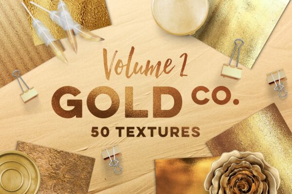 50 种金色金箔金属铝箔高清纹理50 Gold Textures