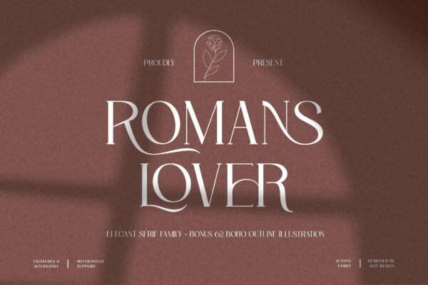时尚优雅杂志海报标题设计衬线英文字体 Roman Lover-第2306期-