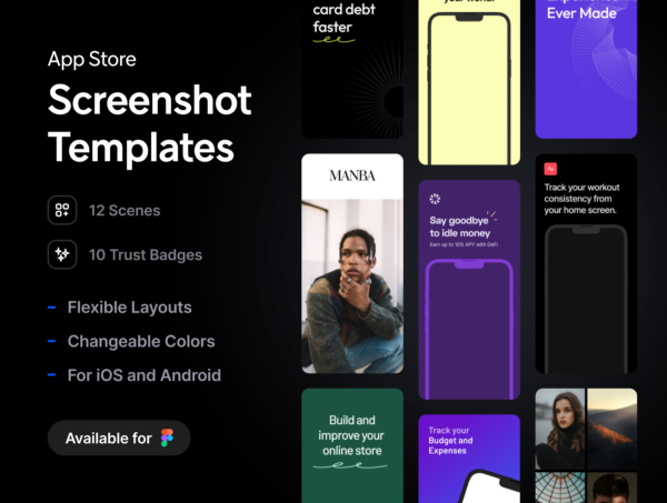 iOS手机APP应用市场截图UI界面展示样机模板 App Store Screenshot Templates