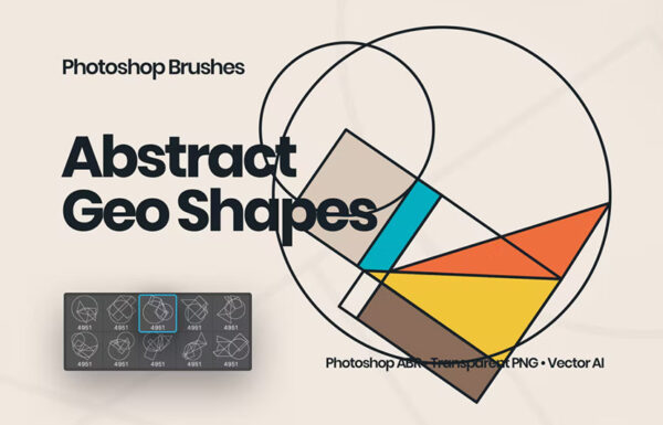抽象简约复古几何形状 Photoshop 笔刷Abstract Geometric Shapes Photoshop Brushes