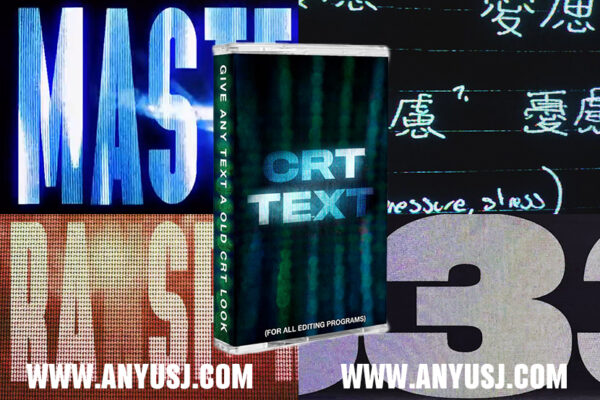 20款复古CRT纹理风格动态字体标题信号故障扫描发光叠加Tinytapes CRT TEXT-第2318期-