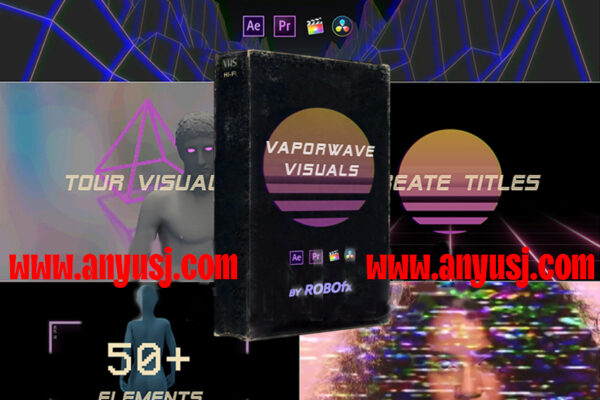 50款复古抽象蒸汽波视觉元素4K循环视频背景素材含VHS FCPX PR-第2318期-