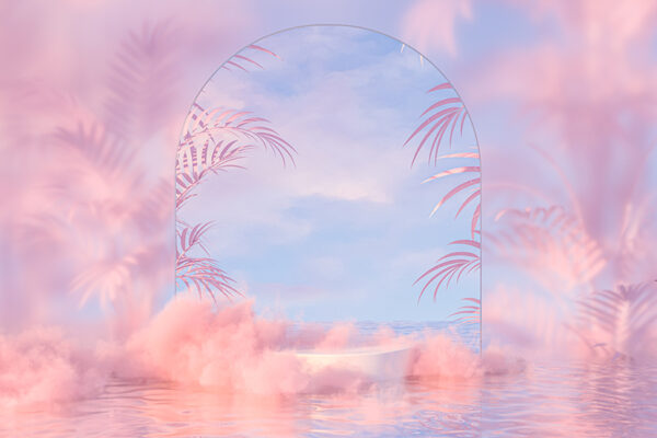 30款水面折射透明毛玻璃雾气云朵3D渲染舞台高清海报KV背景设计-第2328期-