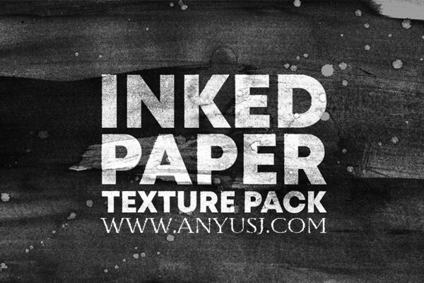 复古做旧废弃水墨风格抽象黑色肌理纹理海报底纹叠加图片设计 素材 Inked Paper Texture Pack Vol.1-第2336期-