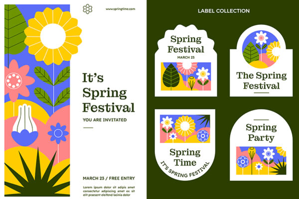 10款春季花卉撞色海报详情品牌推广自媒体推文排版设计源文件-第2343期-