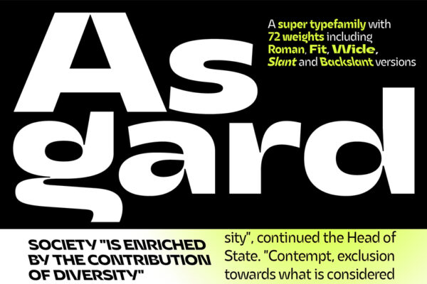 24款复古逆反差粗体酸性海报排版标题Logo设计字体家族Asgard-Family-第2351期-