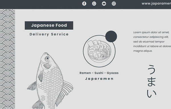 12款日式日料生鱼片餐厅食物插画海报详情推文排版设计PSD源文件-第2438期-